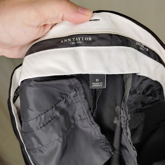 Ann Taylor Black Flat Front Work Pants Size 6 Slacks Trousers Zipper Belt Loops - Picture 6 of 9